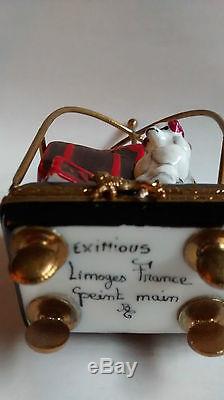 Limoges Trinket Box-Bellman Cart with Dog-Eximious