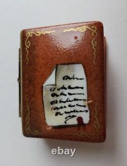 Limoges Trinket Box Book with Glasses Hand Painted Hinged