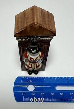 Limoges Trinket Box Buckingham Palace Guard, Beefeater, Peint Main, London, Rare