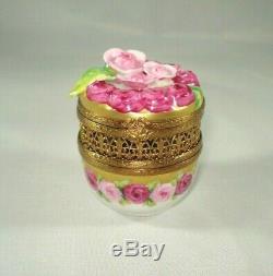 Limoges Trinket Box CHAMART Peint Main Roses, Filigree, Perfume Bottle