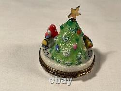 Limoges Trinket Box Christmas Santa and Tree
