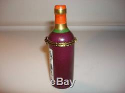 Limoges Trinket Box Hand Painted Signed Wine Bottle New