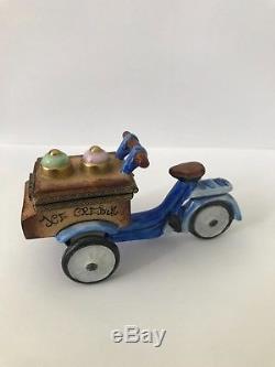 Limoges Trinket Box Ice Cream Cart Bicycle Hand Painted