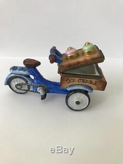 Limoges Trinket Box Ice Cream Cart Bicycle Hand Painted