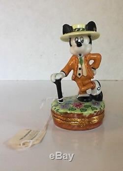 Limoges Trinket Box Mickey Mouse Nifty Nineties Disney Artoria Rare! Nos