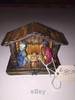 Limoges Trinket Box Nativity Christmas France Rochard Peint Main New Old Stock