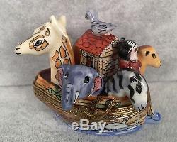 Limoges Trinket Box Noah's Ark Elephant Lion Camel Zebra SIGNED 367