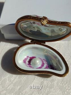 Limoges Trinket Box Oyster With Pearl Inside Peint Main Limited Edition 70/1000