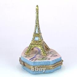 Limoges Trinket Box Paris Eiffel Tower Map Hand Painted Chanille Metro Image