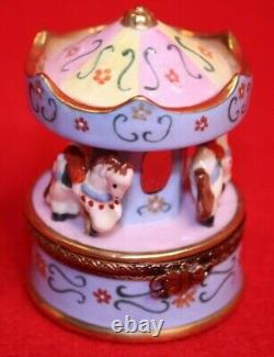 Limoges Trinket Box Peint Main France Carousel Horses Elda Creations