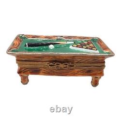 Limoges Trinket Box Peint Main France Chamart Billiard Pool Table 3 Long