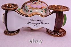 Limoges Trinket Box Peint Main France Cinderella Pumpkin Coach Green Pink Gold