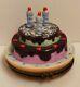 Limoges Trinket Box Peint Main France Happy Birthday Cake Elda Creations Rare
