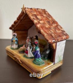 Limoges Trinket Box Peint Main France Nativity Scene