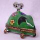 Limoges Trinket Box Peint Main France Windup Mouse Toy Green With Flowers
