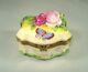 Limoges Trinket Box Peint Main Gv Lovely Shape, Butterfly & 3d Roses