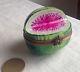 Limoges Trinket Box Peint Main Watermelon Bee Clasp France 2 Signed Pv