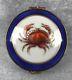 Limoges Trinket Box Red/brown Crab On Cobalt Box Hand Painted Signed New 455