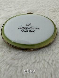 Limoges Trinket Box Tennis Court Box with Racquet Peint Main