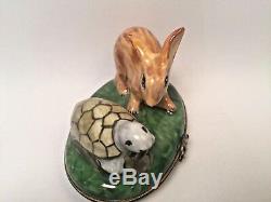 Limoges Trinket Box The Tortoise and the Hare Peint Main France Rare