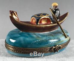 Limoges Trinket Box Venice Gondola and Gondolier Hand Painted SIGNED 572