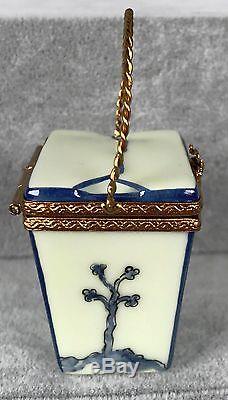 Limoges Trinket Box White Chinese Take-Out Container Original Box SIGNED 381