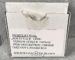 Limoges Trinket Box White Chinese Take-Out Container Original Box SIGNED 381