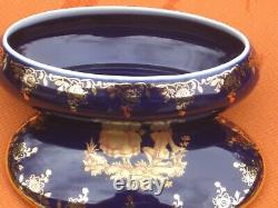Limoges Trinket Boxes France- Gilt Gold- Cobalt Blue Porcelain Oval