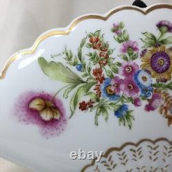 Limoges Trinket Dish Fan, Hand Painted, Signed, France, Gold Trim