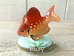 Limoges Tropical Fish Maquee Deposee France Porcelain Trinket Box Rare