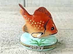 Limoges Tropical Fish Maquee Deposee France Porcelain Trinket Box Rare