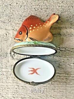 Limoges Tropical Fish Maquee Deposee France Porcelain Trinket Box Rare