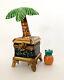 Limoges Tropical Theme Palm Tree Trinket Box With Pineapple Rare