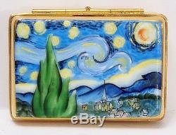 Limoges Van Gogh Trinket Box Metal Easel Artist Painting Porcelain Gold Tone