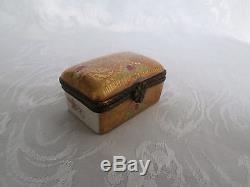 Limoges Vintage Trinket Box Gold Gilt With Pink Roses With Floral Clasp Rare Box