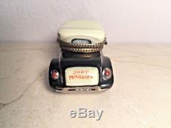 Limoges WEDDING CAR JUST MARRIED CHANILLE Peint main France Vintage Box