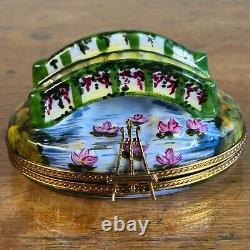 Limoges Water Lilies Japanese Footbridge In Giverny & Palette Monet Trinket Box