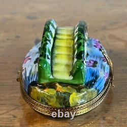 Limoges Water Lilies Japanese Footbridge In Giverny & Palette Monet Trinket Box