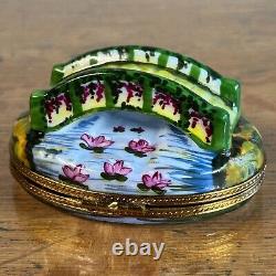 Limoges Water Lilies Japanese Footbridge In Giverny & Palette Monet Trinket Box