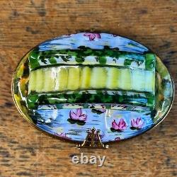 Limoges Water Lilies Japanese Footbridge In Giverny & Palette Monet Trinket Box