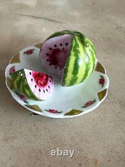 Limoges Water Melon on Plater Trinket Box France Hand Painted withlabel