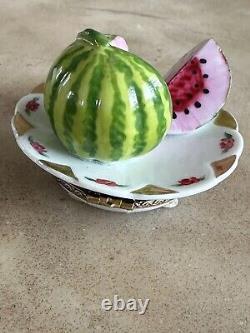 Limoges Water Melon on Plater Trinket Box France Hand Painted withlabel