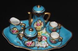 Limoges numbered TEA SET Miniature 2 Hinged + 5 Miniatures & Tray Peint Main