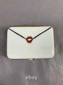 Limoges peint main France Love Letter Box w Letter Sealed with a Kiss Artoria