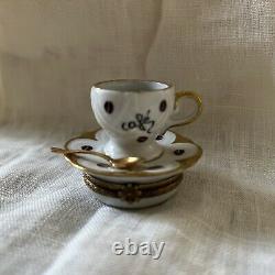 Limoges trinket box- Coffee Cup on Saucer
