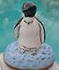 Limoges Trinket Box Peint Main Penguin On Ice