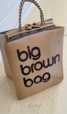Limoges trinket box peint main retired big brown bag