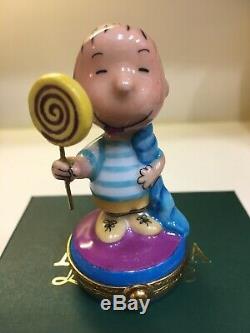 Linus Peanuts Licking A Lollypop Artoria Limoges Box