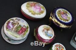 Lot 7 Enameled Porcelain Trinket Boxes French Limoges Wedgwood Jasperware NR ADM