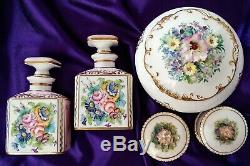 Lot Vintage Signed Limoges Perfume Bottles & Royal Crown Derby Trinket Boxes